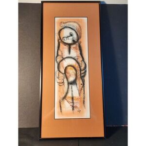 Signed Pastel &‎ Charcoal Sketch By South African Artist Daniel Selepe